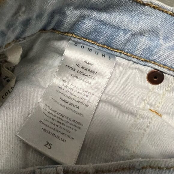 Comune Alamo Kick Flare Distressed Sand Washed cropped Frayed Hi Rise jean 25 - Picture 6 of 6